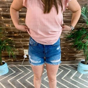 High rise denim cutoffs